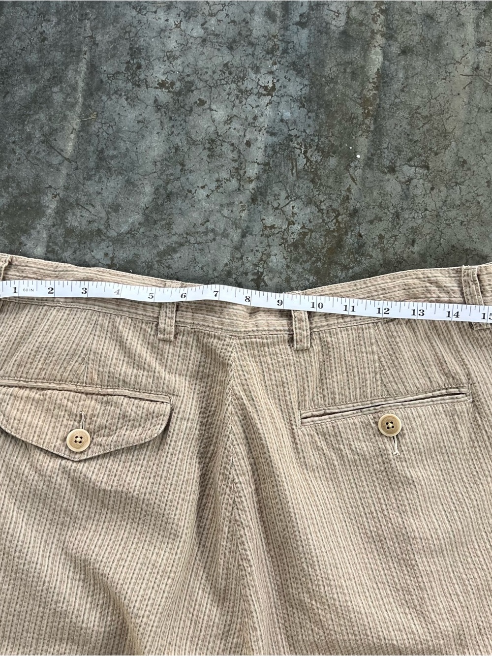 Vintage Nautica Rigger Seersucker Shorts Khaki Beige Pleated Mens 34 - Picture 8 of 12